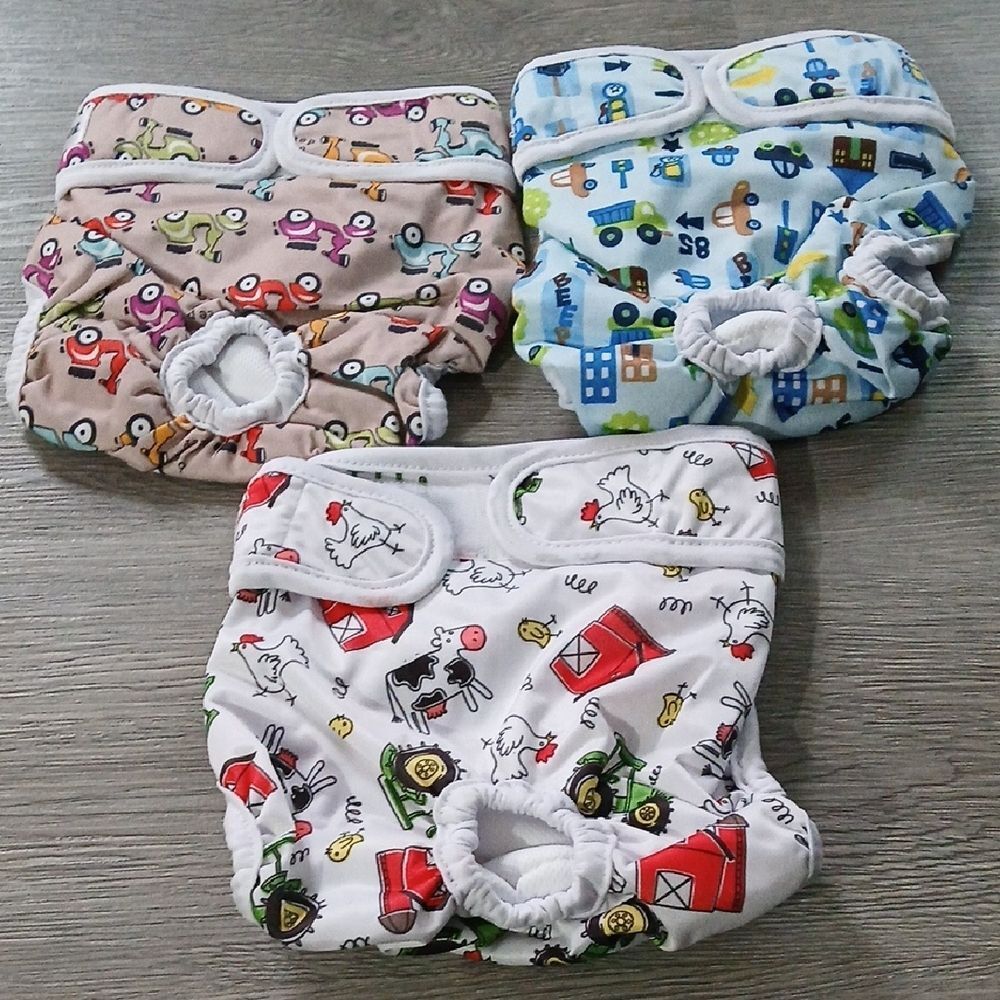 Jeworth Set of 3 Female Reusable Dog Diapers Sz M   Waist 12_15"    NWOT